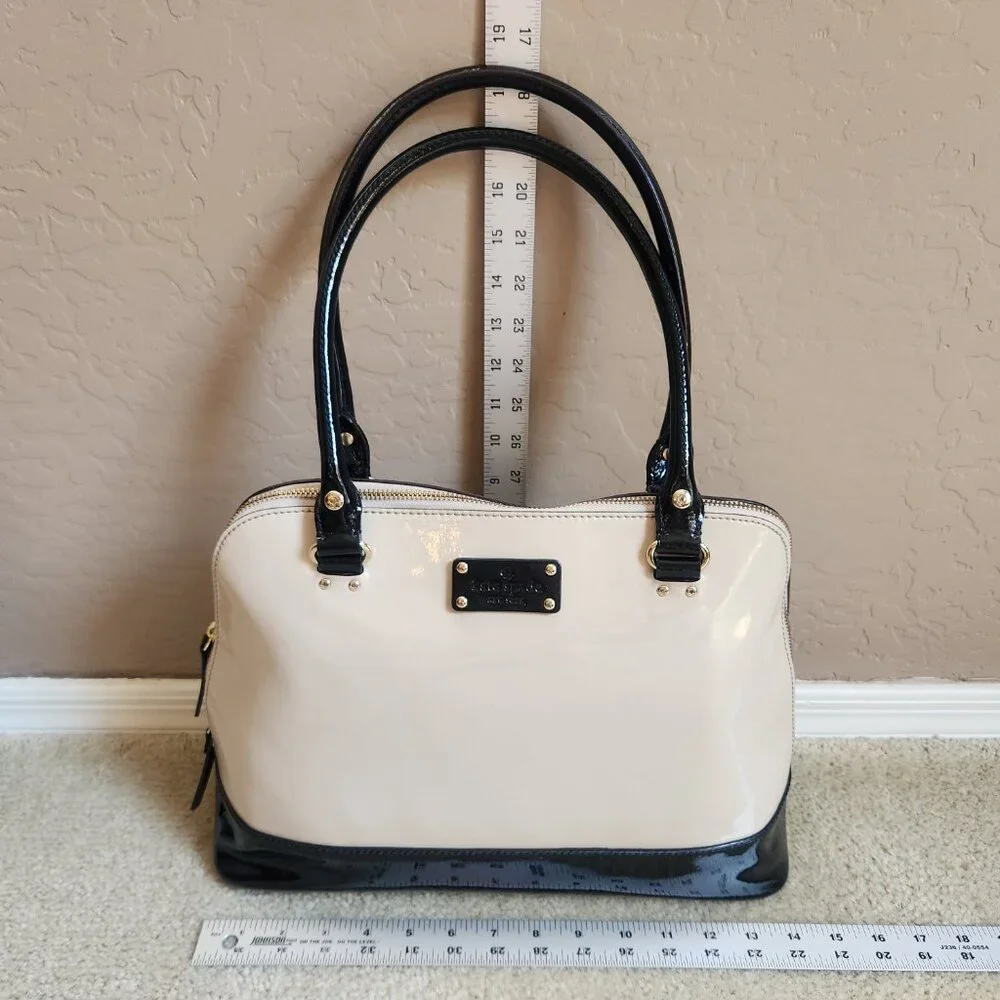 NWT Kate Spade Rachelle Wellesley Patent Leather Satchel--Cream and Black